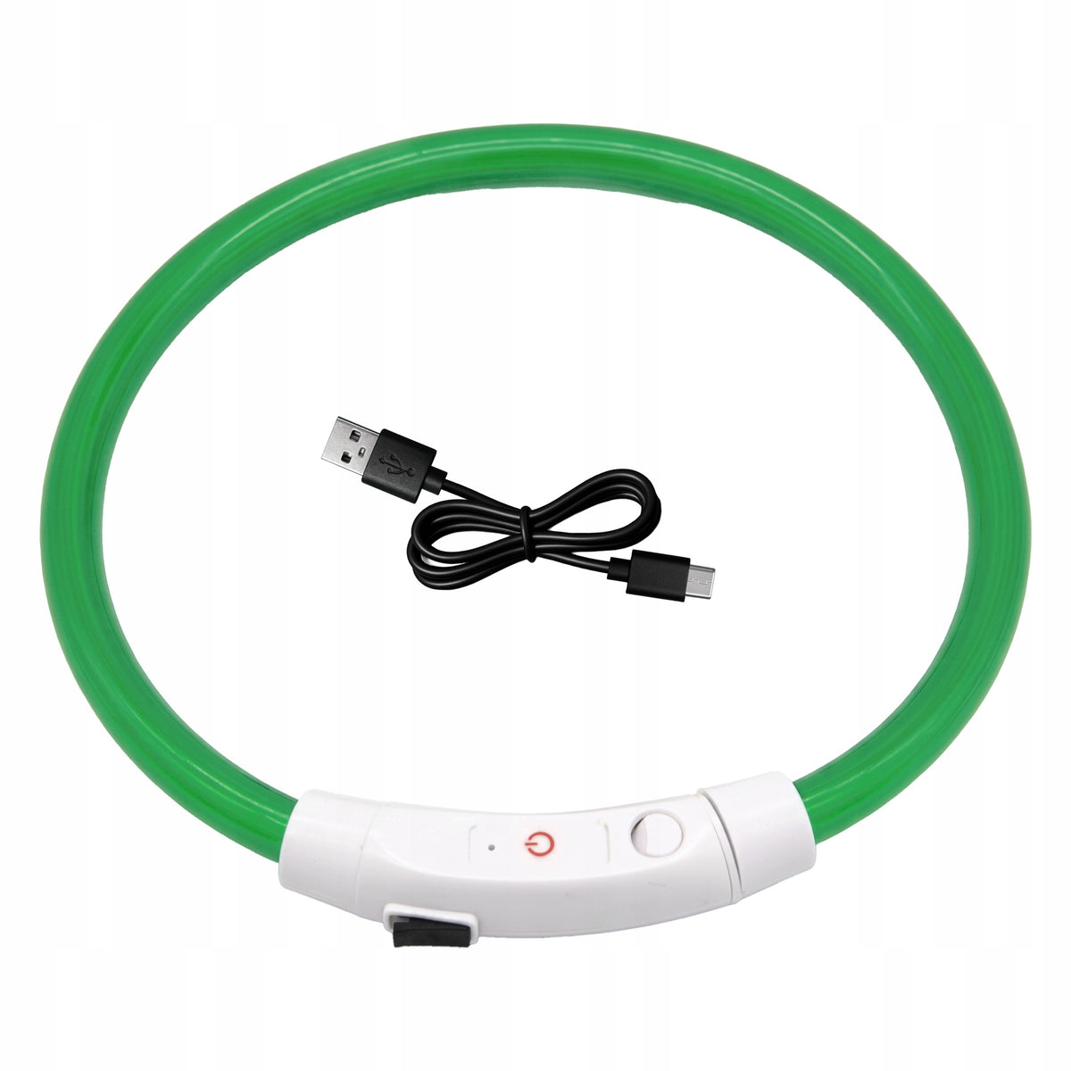 ŚWIECĄCA OBROŻA DLA PSA ZIELONA LED USB 3 TRYBY ŚWIECENIA REGULOWANA NEON