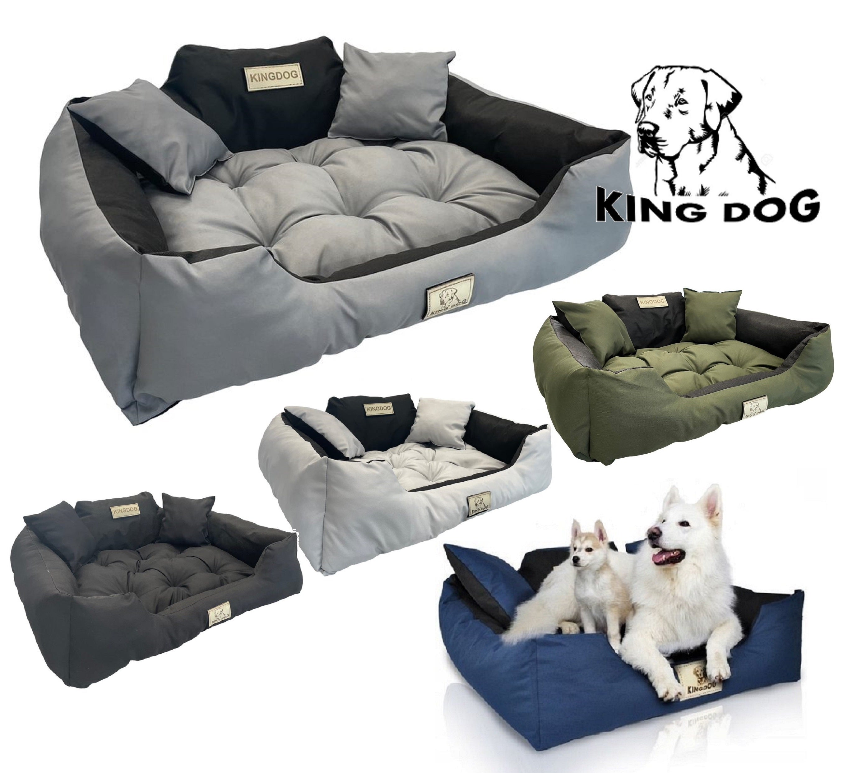 Legowisko dla psa kojec KINGDOG 55x45 cm personalizowane wodoodporne ciemnoszare