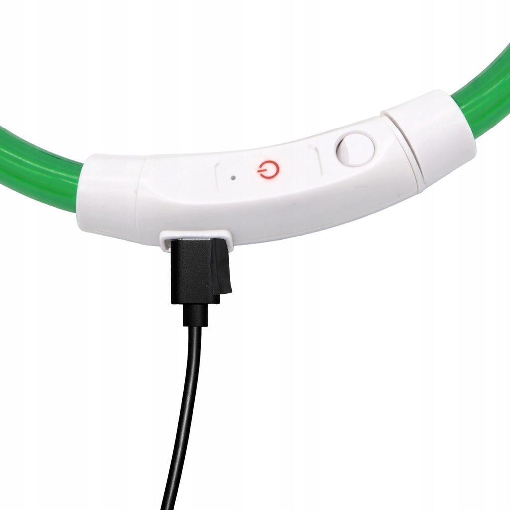 ŚWIECĄCA OBROŻA DLA PSA ZIELONA LED USB 3 TRYBY ŚWIECENIA REGULOWANA NEON