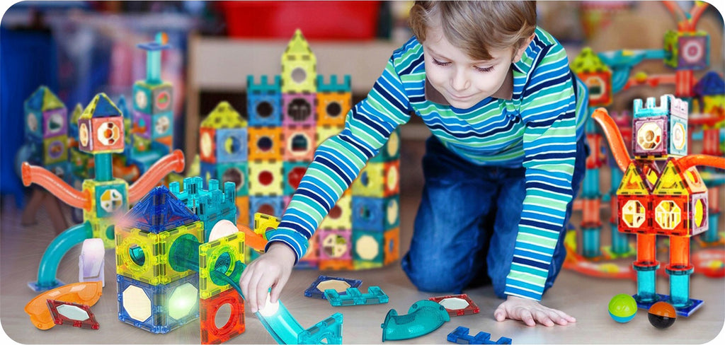 Klocki Magnetyczne Świecące Konstrukcyjne Edukacyjne Dla Dzieci Tor 150el