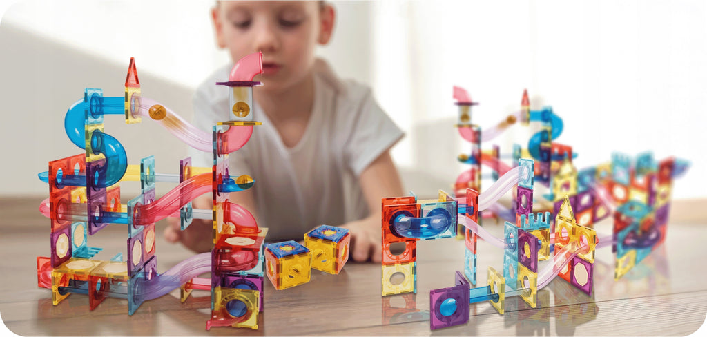 KLOCKI MAGNETYCZNE ŚWIECĄCE KONSTRUKCYJNE EDUKACYJNE DLA DZIECI TOR 106 EL