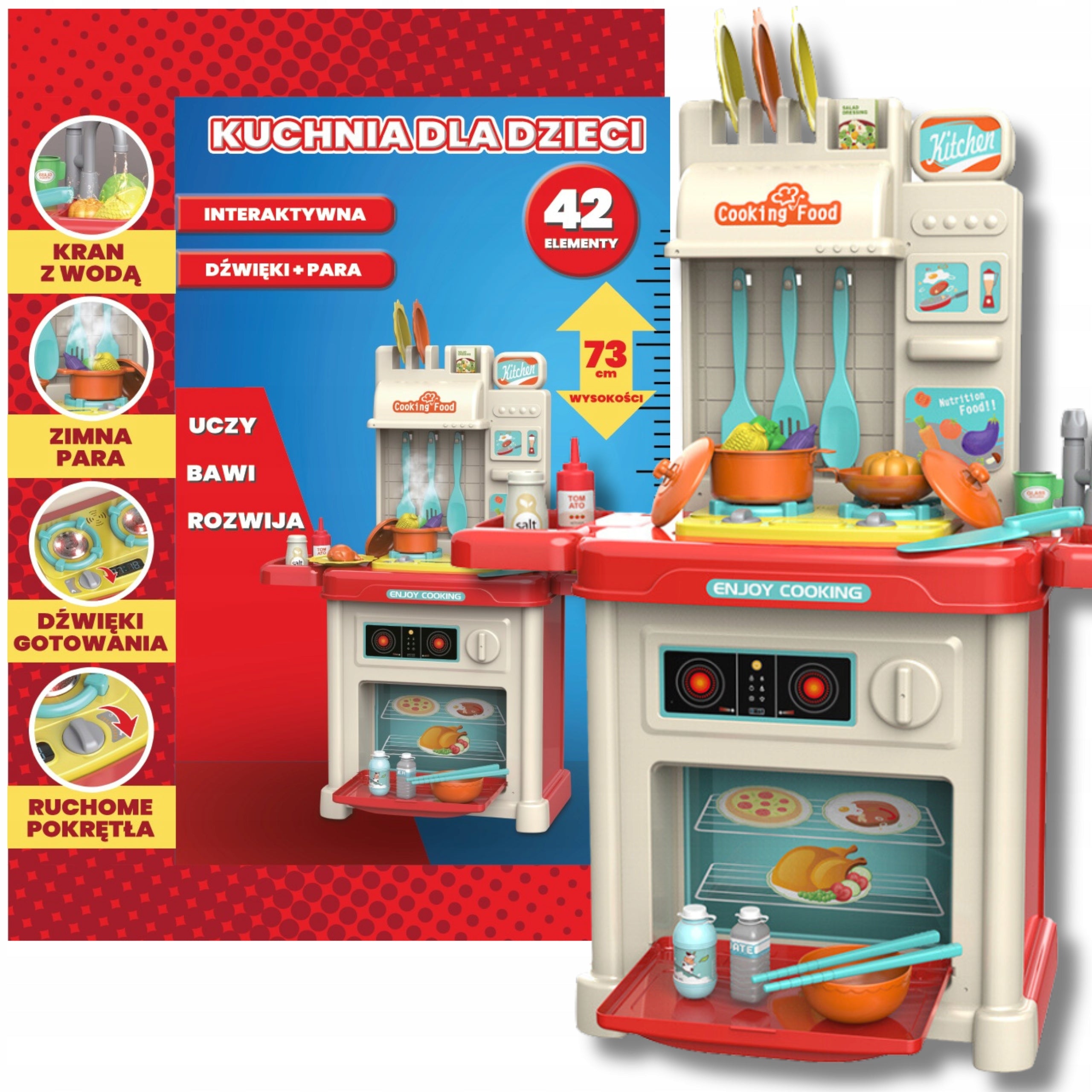 Kuchnia kuchenka DUŻA dla dzieci ŚWIATŁO KRAN PARA