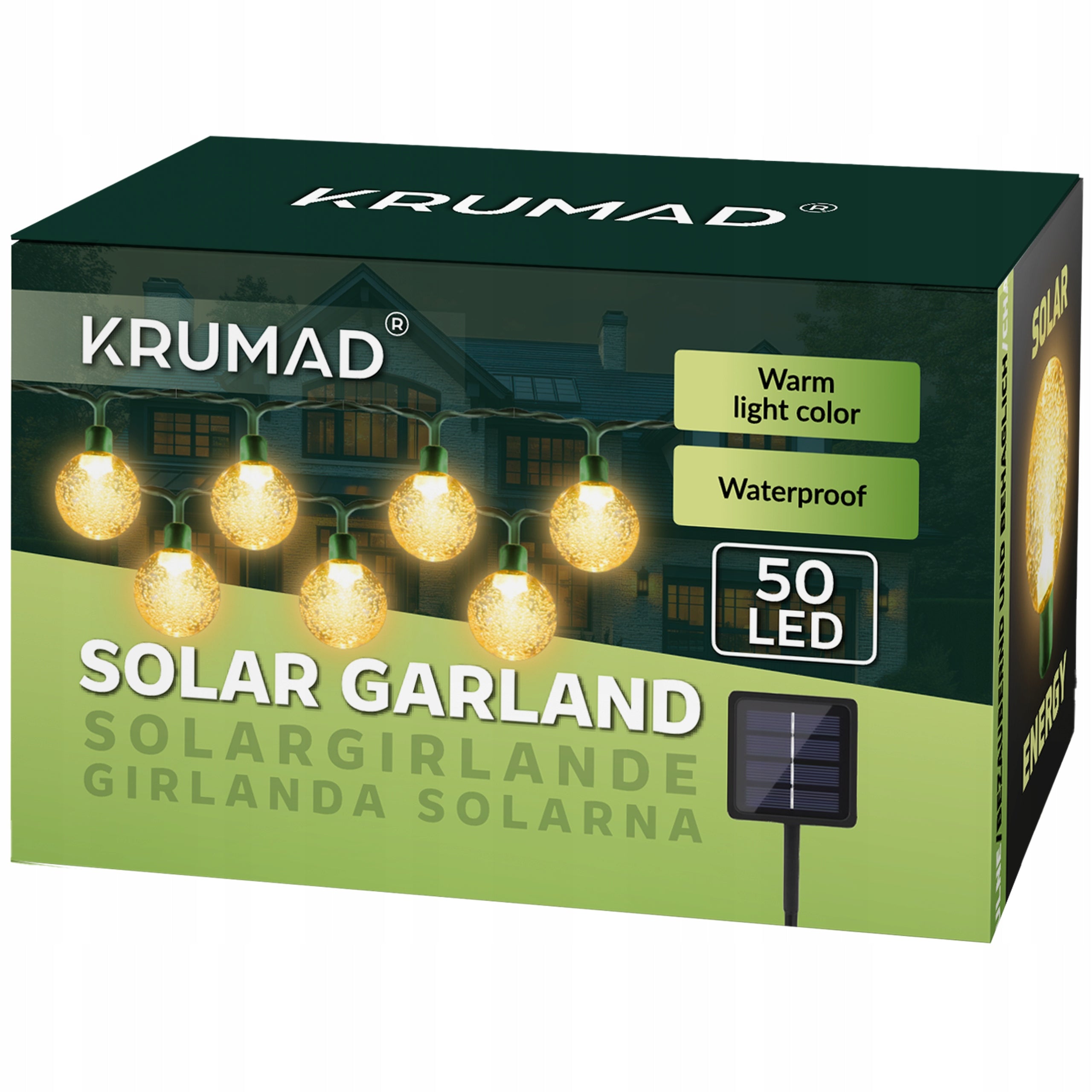 Girlanda Solarna Ogrodowa Lampki Solarne 50 x Żarówka LED na Balkon 7 m