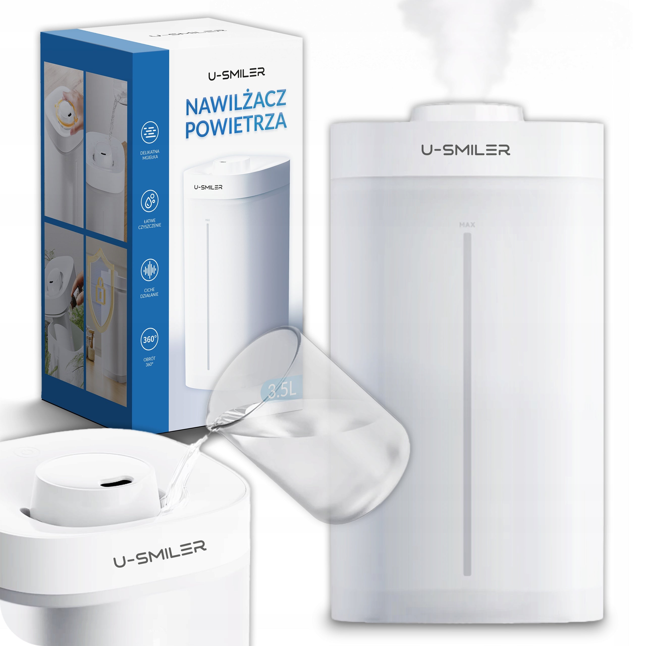 Nawilżacz Powietrza Dyfuzor Ultradźwiękowy JONIZATOR Aromaterapia CICHY 3.5