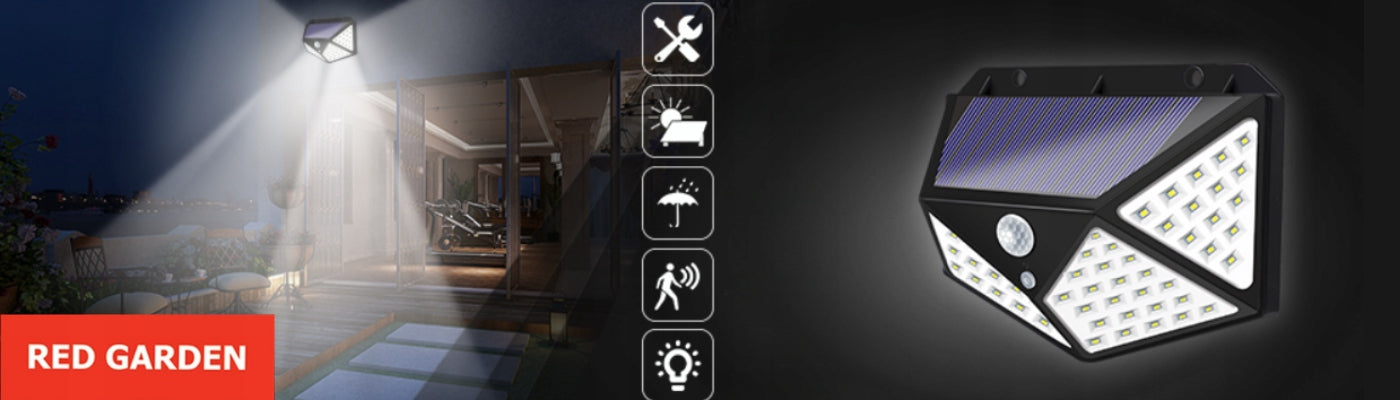 Lampa Solarna 100 Led Z Czujnikiem Zmierzchu Ruchu Elewacyjna Naścienna
