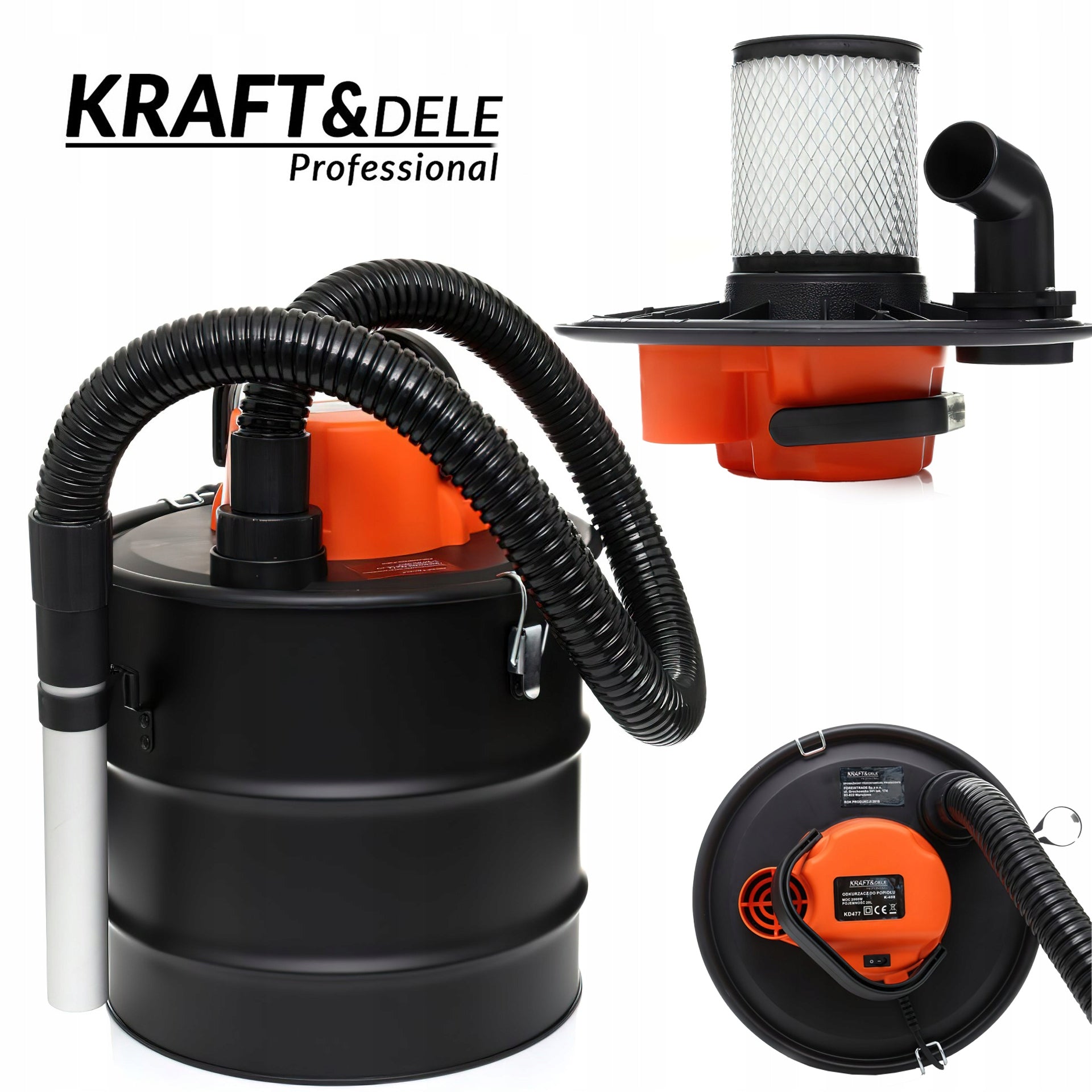 Odkurzacz Przemysłowy do Popiołu 230V 2000 W 20 L Kraft&Dele
