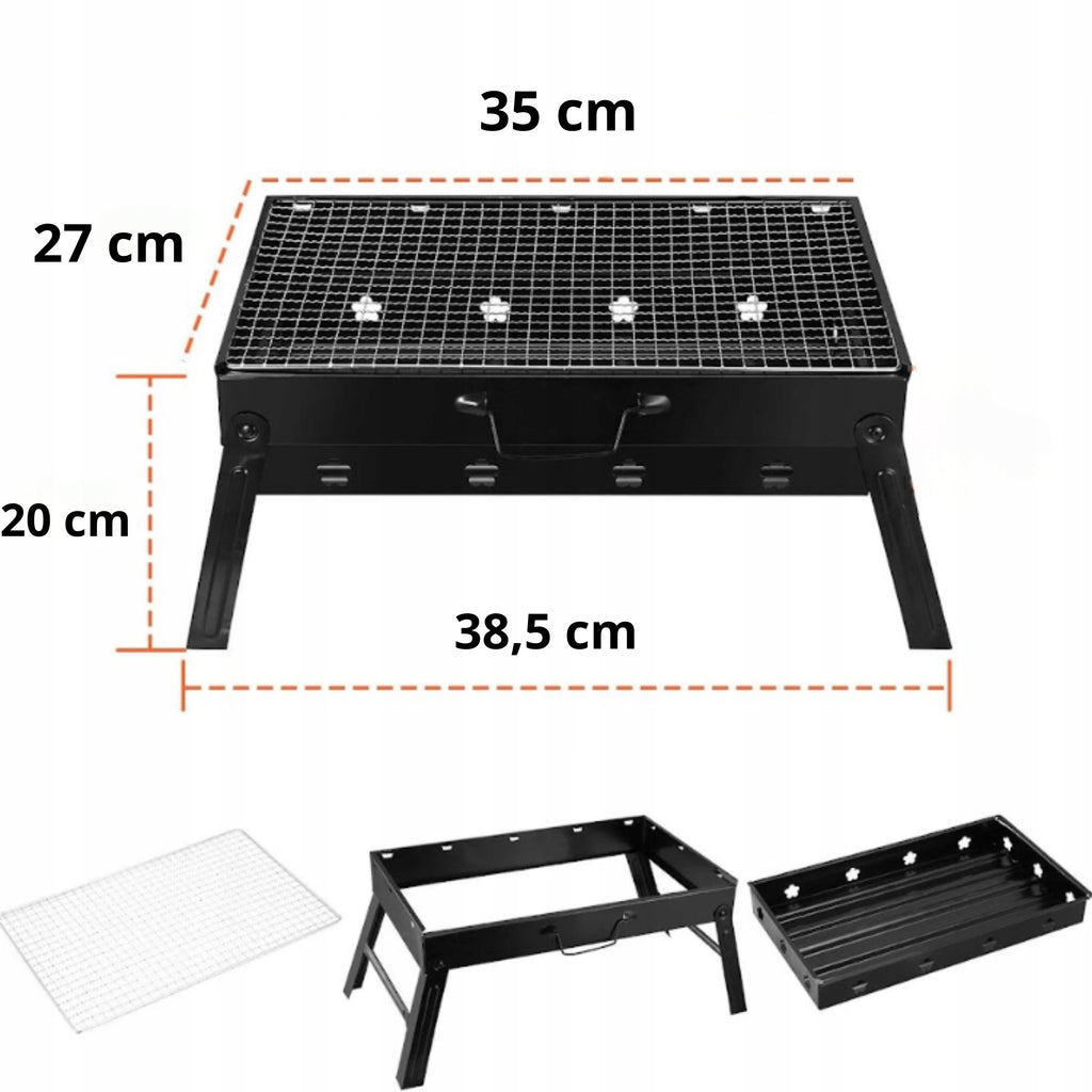 GRILL TURYSTYCZNY PRZENOŚNY WĘGLOWY SKŁADANY BBQ KEMPINGOWY WALIZKA GRIL
