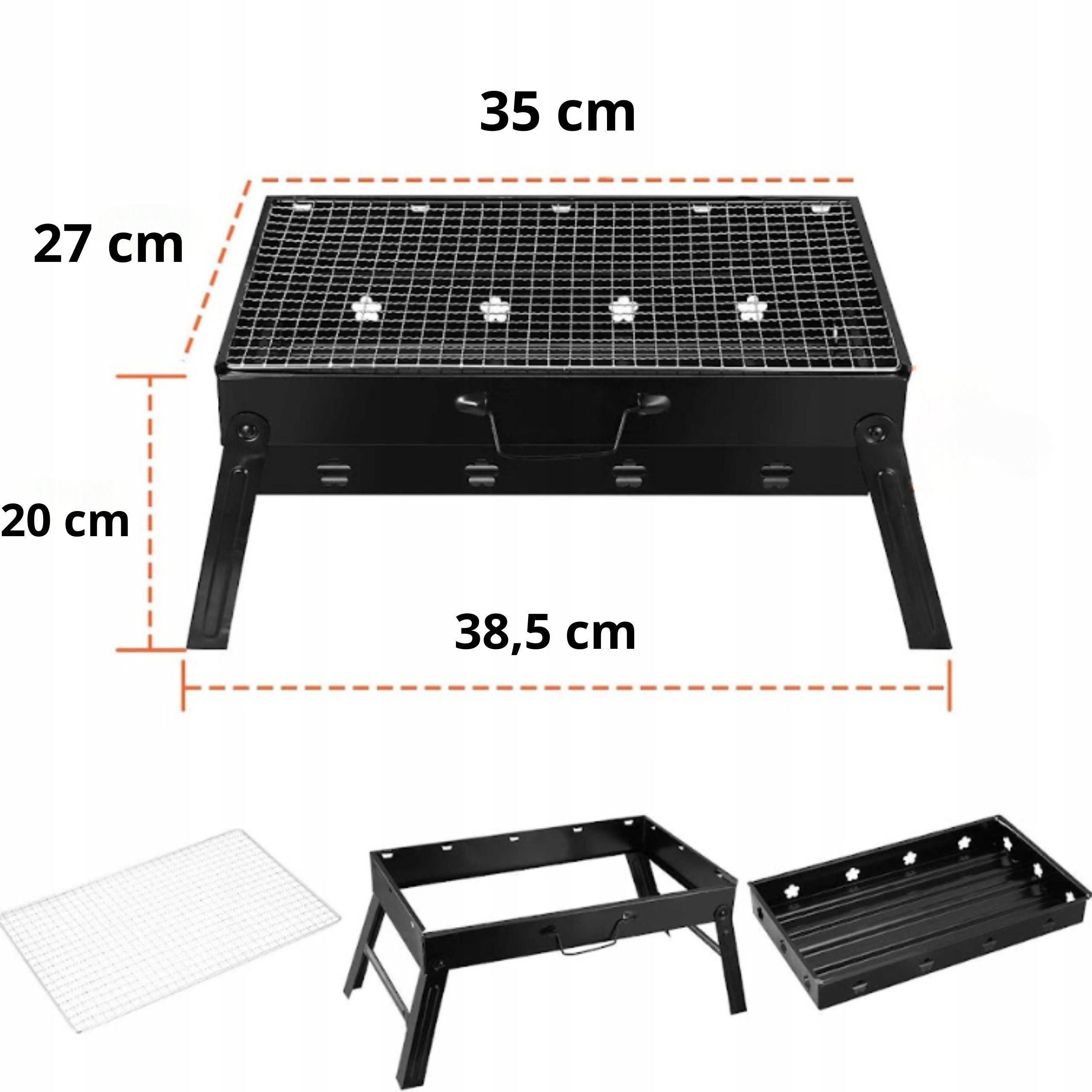 GRILL TURYSTYCZNY PRZENOŚNY WĘGLOWY SKŁADANY BBQ KEMPINGOWY WALIZKA GRIL