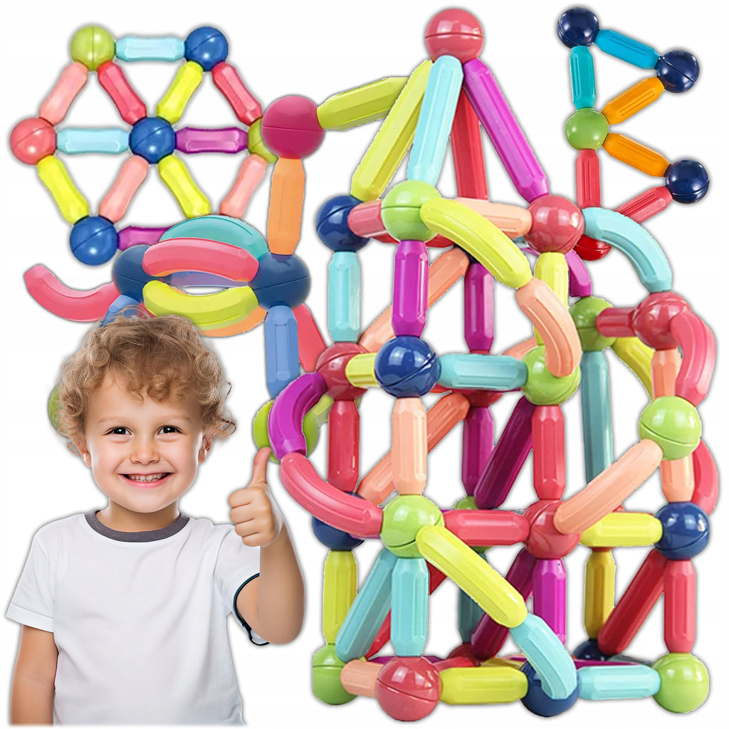 Klocki Magnetyczne Konstrukcyjne Edukacyjne Dla Dzieci Stick Patyczki 100El