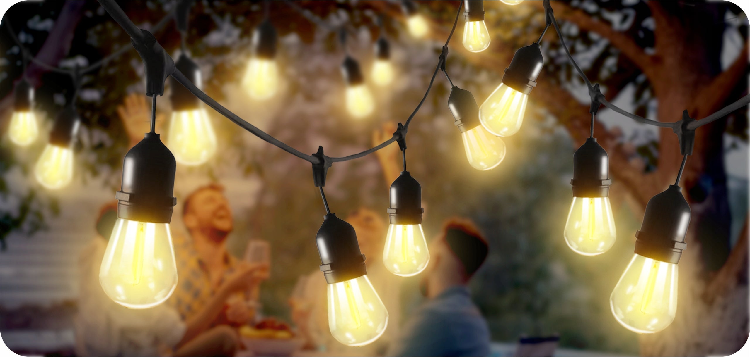 Girlanda Ogrodowa LED Świetlna Lampki Ogrodowe Łańcuch 20m x E27 Żarówka 1W