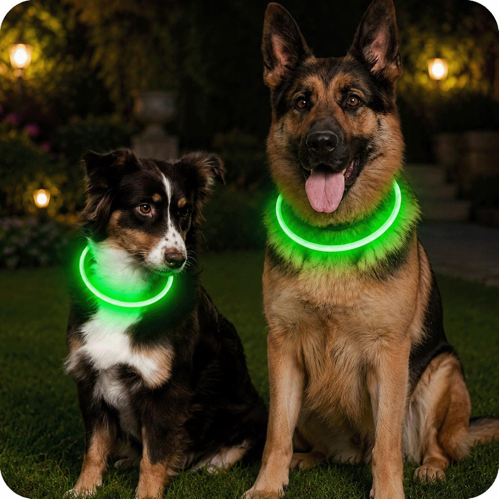 ŚWIECĄCA OBROŻA DLA PSA ZIELONA LED USB 3 TRYBY ŚWIECENIA REGULOWANA NEON