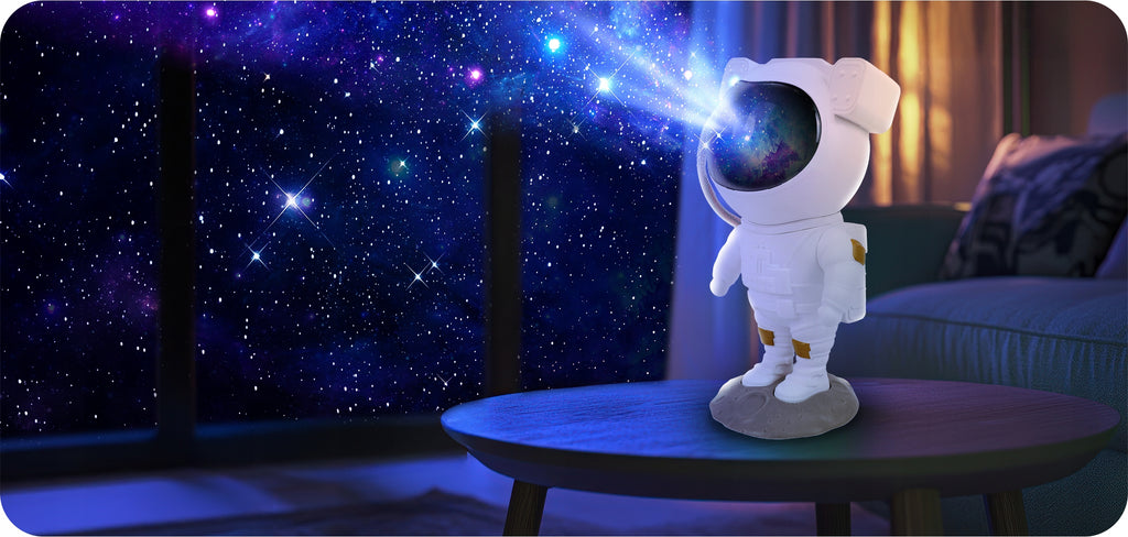 PROJEKTOR GWIAZD LAMPKA NOCNA LED ASTRONAUTA DLA DZIECI RZUTNIK PILOT 5 GEN