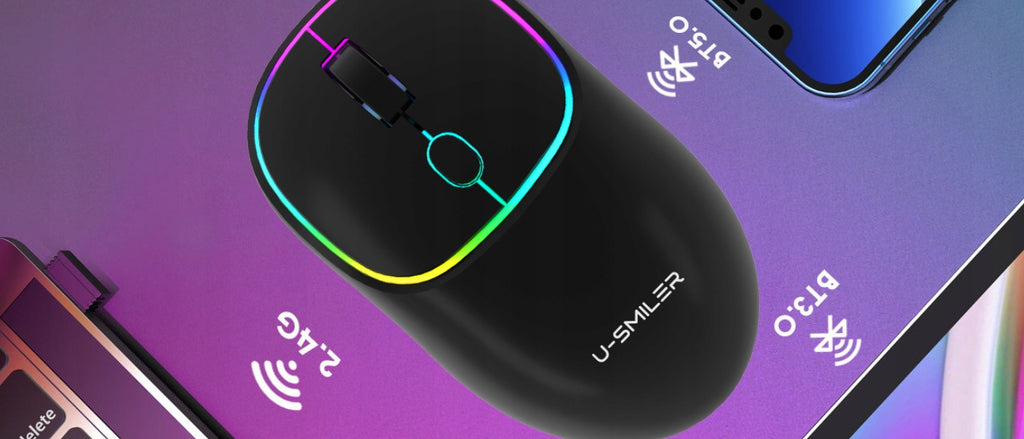 MYSZKA BEZPRZEWODOWA DO LAPTOPA MYSZ OPTYCZNA LED SLIM LEKKA CICHA U-SMILER