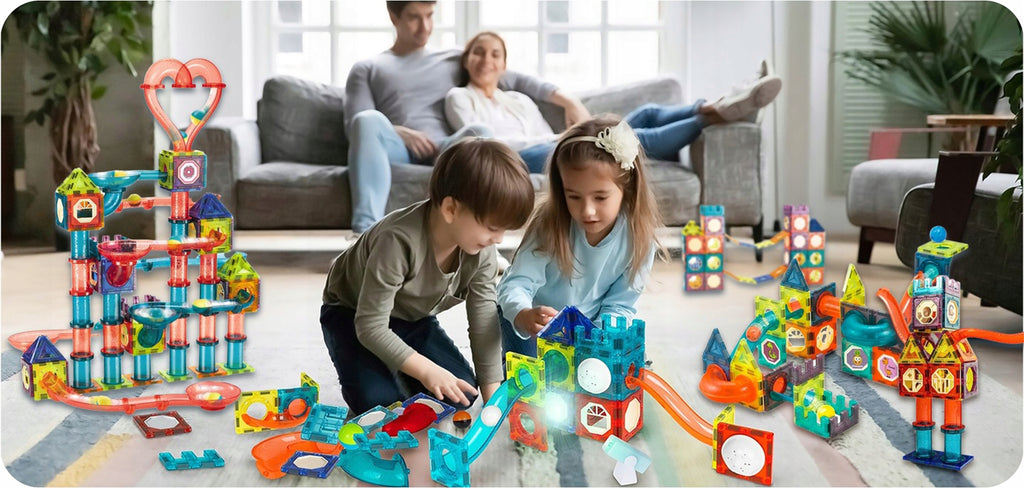 Klocki Magnetyczne Świecące Konstrukcyjne Edukacyjne Dla Dzieci Tor 150el