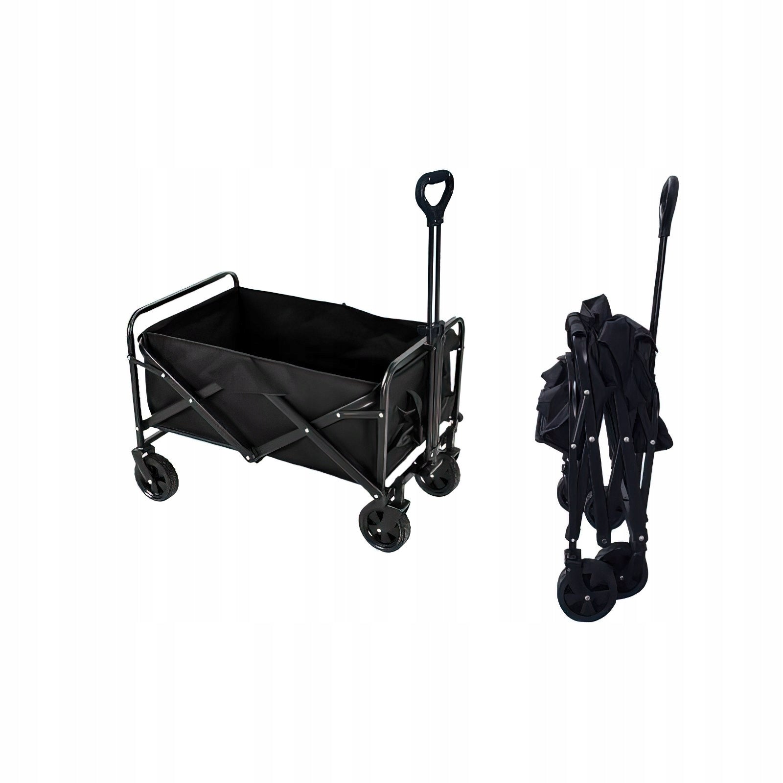 Wózek Transportowy Koszyk Składany Kółka 90 L Czarny Kraft&Dele