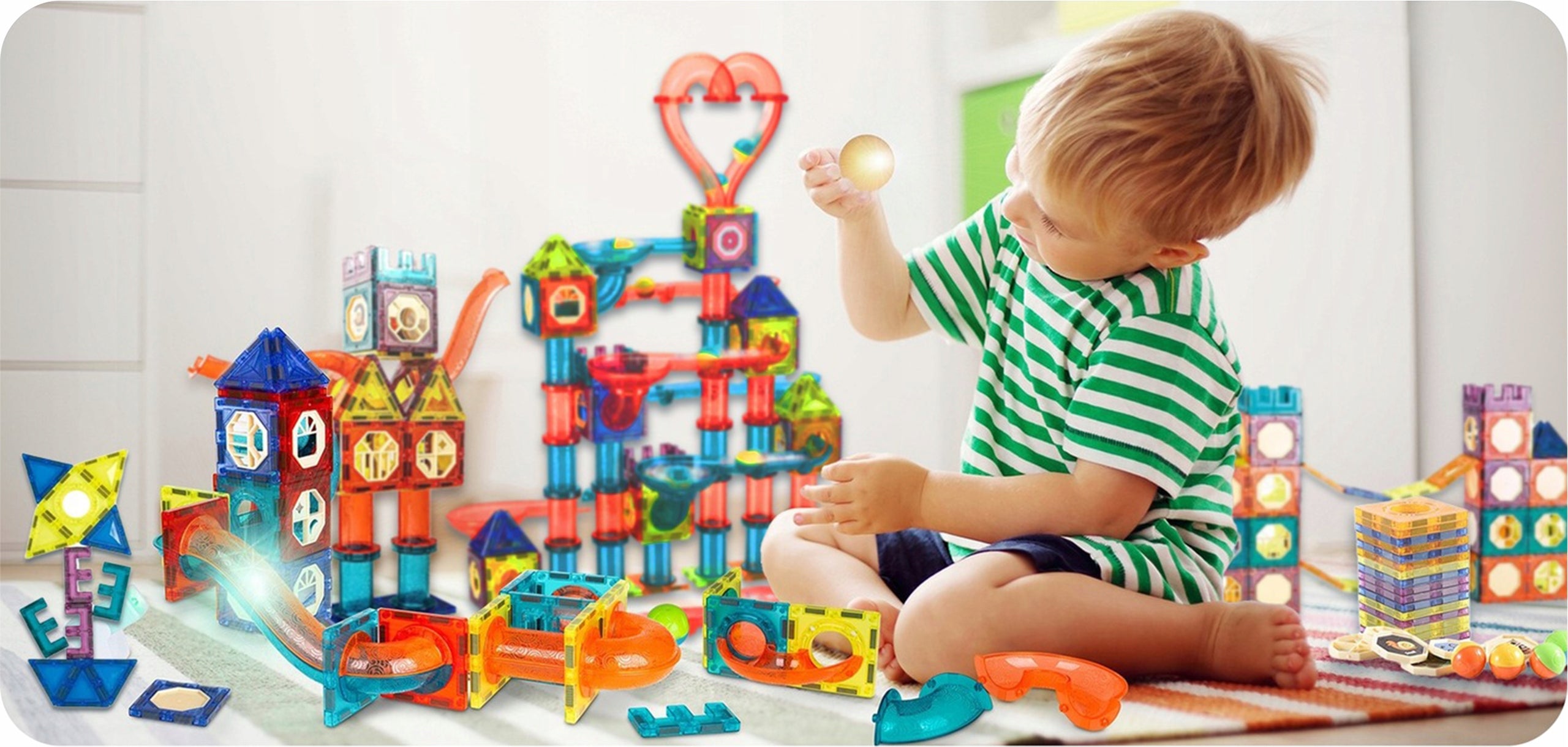 Klocki Magnetyczne Świecące Konstrukcyjne Edukacyjne Dla Dzieci Tor 150el