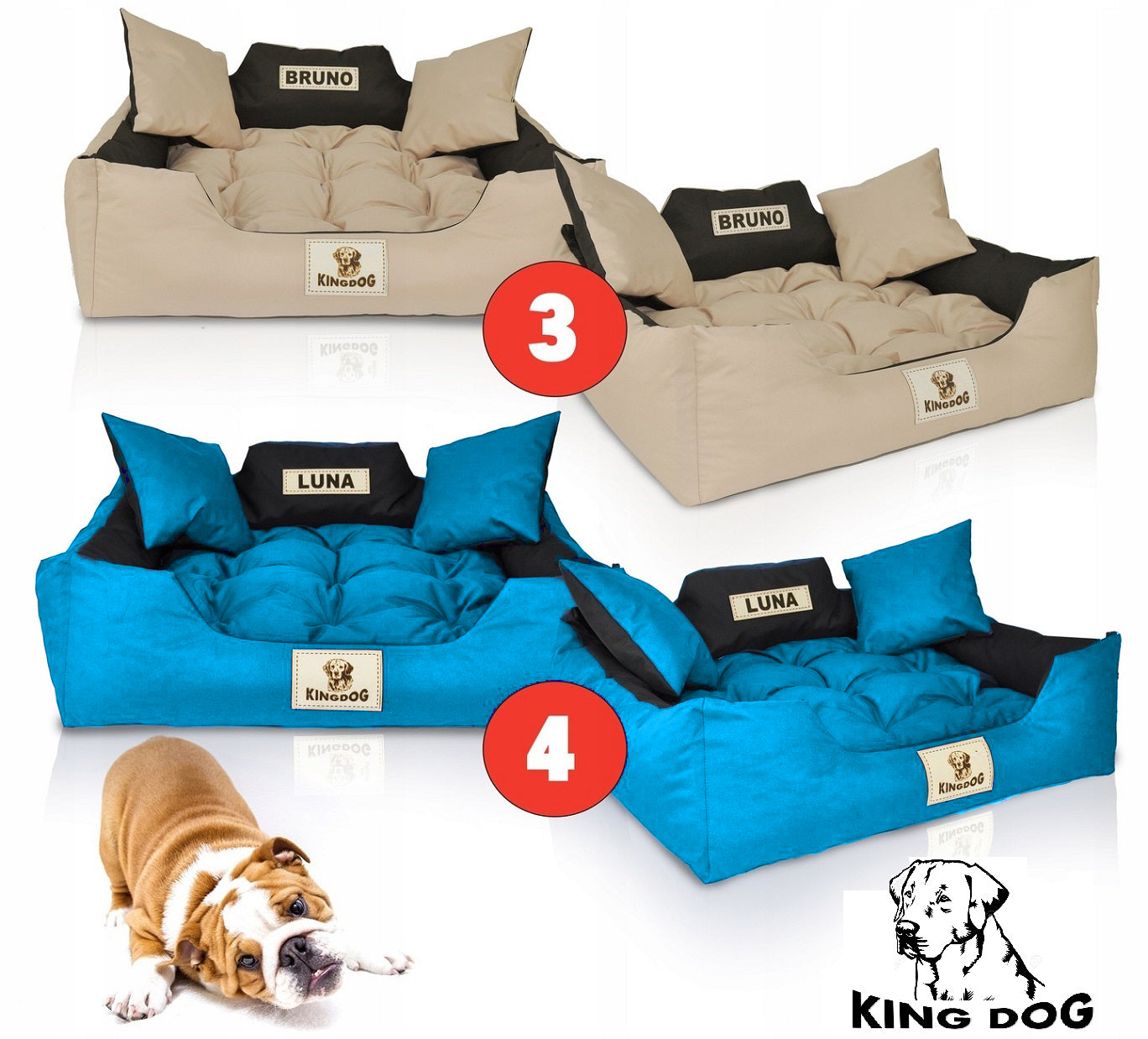 Legowisko dla psa kojec KINGDOG 55x45 cm personalizowane wodoodporne zielone